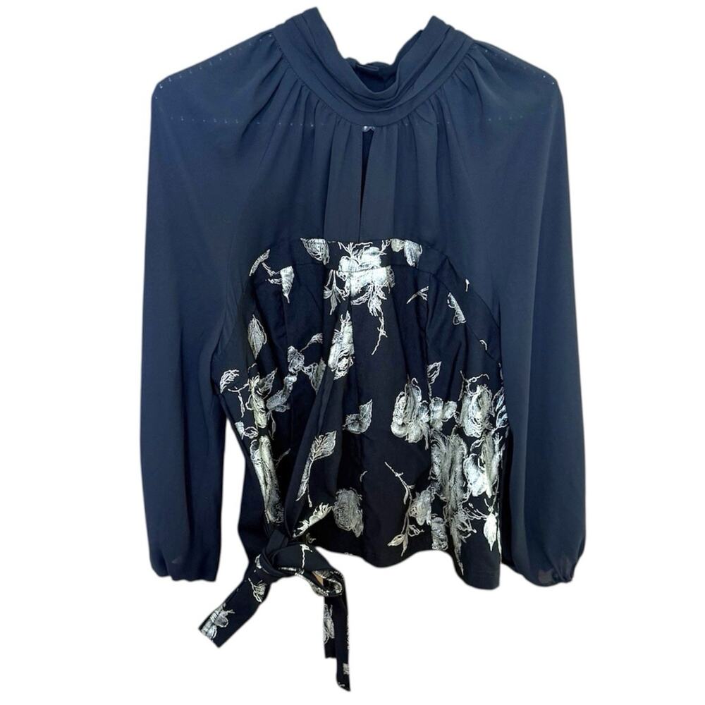 7th Ave Design Studio New York & CompanyRetired Brand Womens XL Black Floral Top